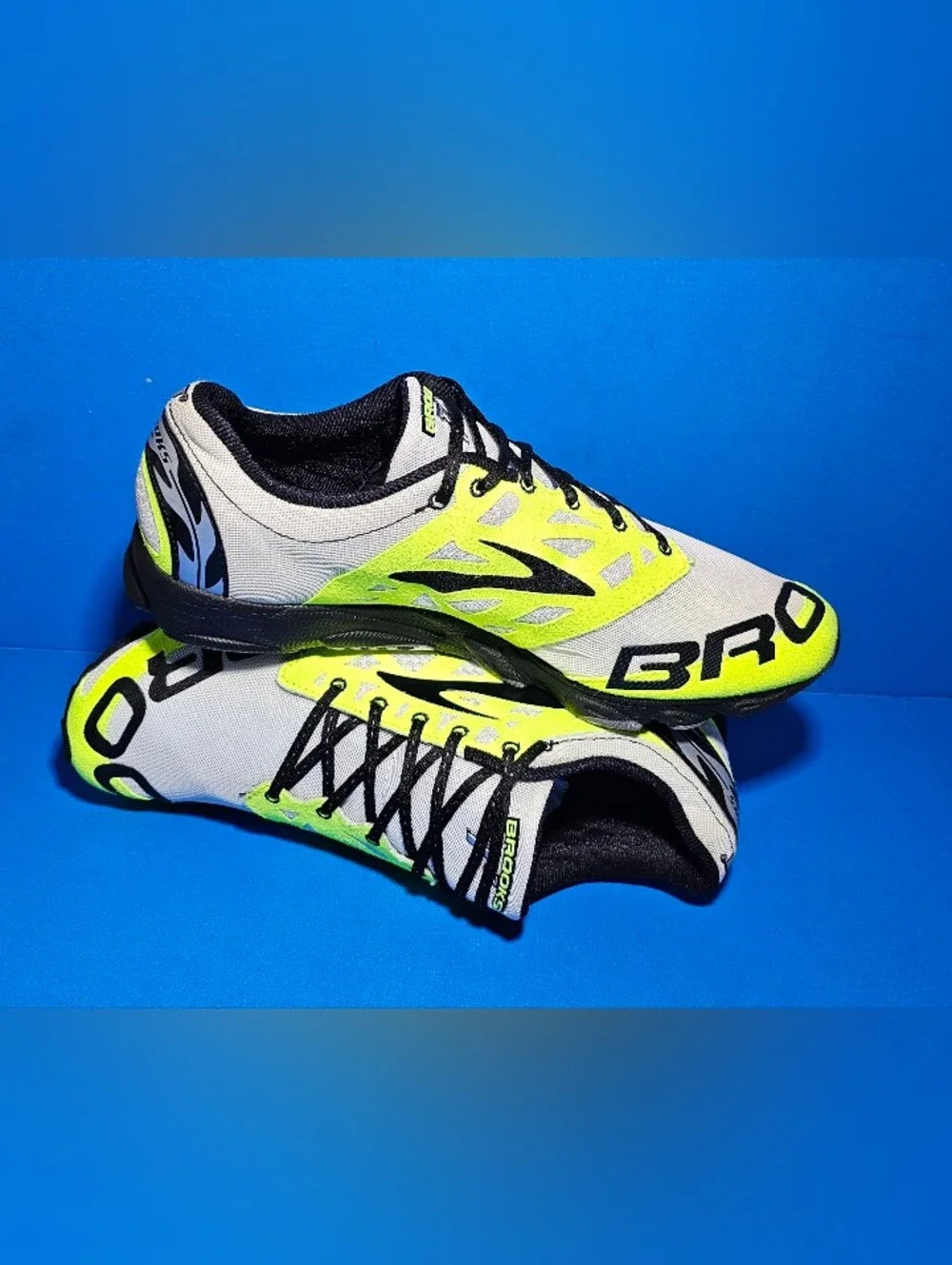 BROOKS T7 Racer  Men's White/Neón Yellow/Black Running Trail Shoes Size 13 US